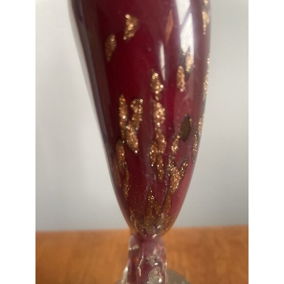 MURANO GOLD FLECK RED GLASS LARGE SEAHORSE SCULPTURE BUBBLE BULLICANTE 11" - Picture 11 of 11